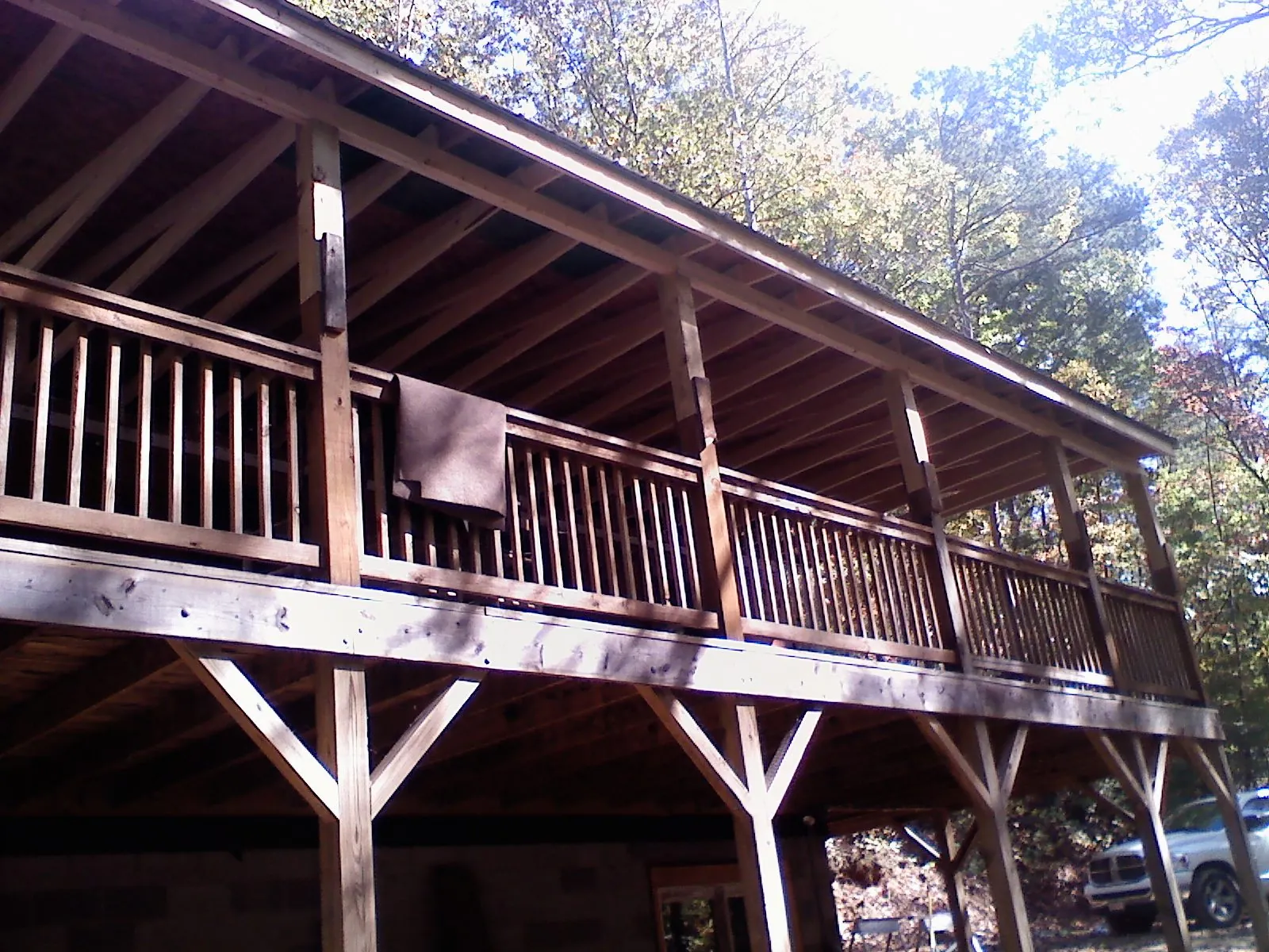 Timber framing under a new elevated porch and deck — Roof Leak Repair in Ellenwood by Roofing Brothers